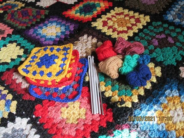 Rainbow granny blanket